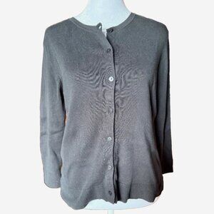 Ann Taylor LOFT Black Button-Up Cardigan Sweater Medium Petite MP